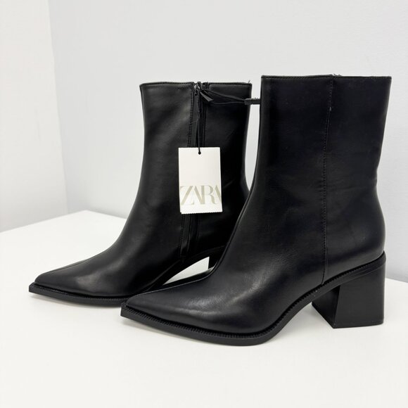 ZARA Wide Heel Ankle Boots - Black - Brand new, never-worn! - Picture 1 of 10